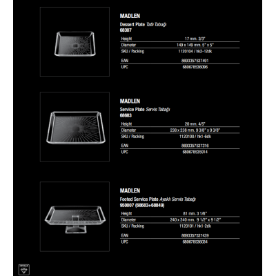 Блюдо кришталеве 24Х24 см. Madlen Crystallin Pasabahce - 68683