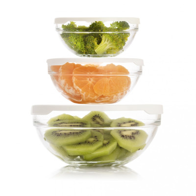 Салатники набір 3 штуки з кришками 20-17-14см. Chefs Pasabahce - 97314