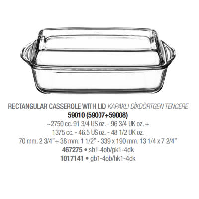 Качатниця жароміцна 2,75 л. + 1,4 л. Borcam Pasabahce - 59010 (59007+59008)