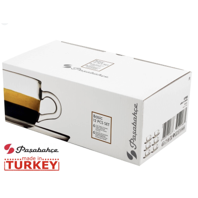 Чашка з блюдцем кава-еспрессо набір 6 штук 90 мл. BASIC PASABAHCE - 97984