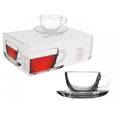 Чашка з блюдцем кава-еспрессо набір 6 штук 90 мл. BASIC PASABAHCE - 97984