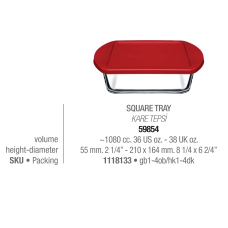 Форма жароміцна з кришкою 1л. 21Х16Х5,5см. Borcam Pasabahce - 59854K