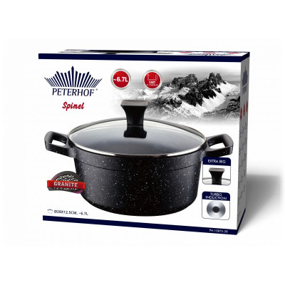 Каструля 6.7л. з кришкою 28см. PETERHOF SPINELI-GRANITE - PH15872-28