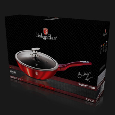 BerlingerHaus Metallic Сковорода Вок с крышкой 30 CM.  BH-1266