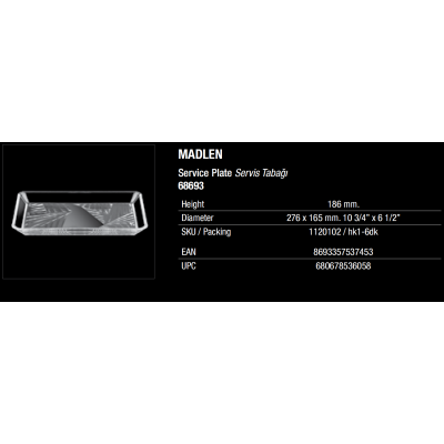 Блюдо тортівниця 28Х17 см. Madlen Crystallin Pasabahce - 68693