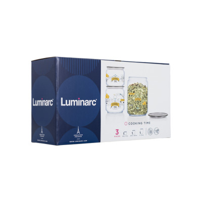 LUMINARC CLUB COOKING TIME Банка для продуктов набор 3 х0.5, 0.75,1 л. - P8454
