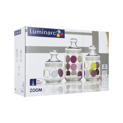 LUMINARC CLUB ZOOM WHITE Банка Набор 3 шт. 0.5, 0.75,1 л N1638