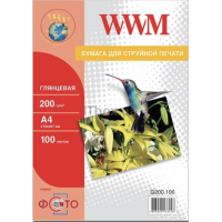 WWM  Фотобумага премиум 200g A4 10Х15 100л - G200-100