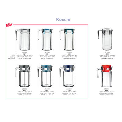 Глечик кришка сіра 1400 мл. Кosem Pasabahce - 43274G