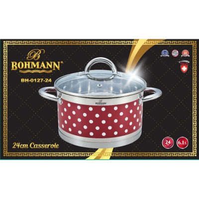 Каструля 6,1л. з кришкою 24см. BOHMANN - BH0127-24