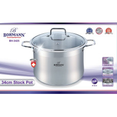 BOHMANN Кастрюля большая 24л. с крышкой 34см. - BH 3425