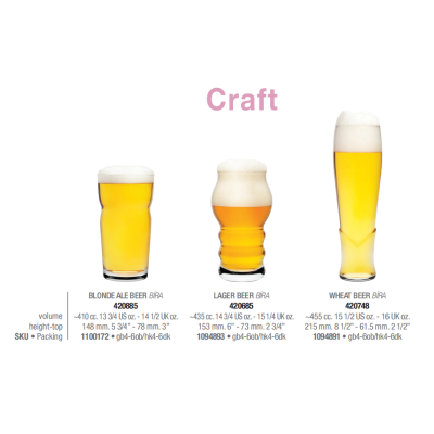Склянки пиво набір 4 штуки 435 мл. Pub-Craft Pasabahce  - 420685