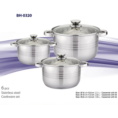 BOHMANN Набор кастрюль 6pcs.1,9-2,6-3,6 L.16/18/20 cm - BH 0320