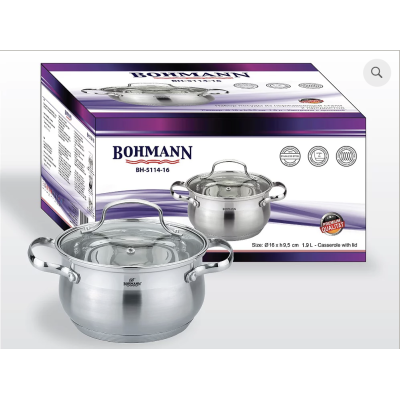 Каструля 4.7л з кришкою 22 cm. BOHMANN - BH 5114-22