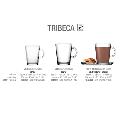 Кружки набір 2 штуки 385 мл. Tribeca PASABAHCE -  55243-2
