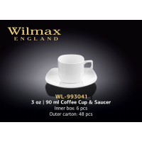 Wilmax.Набір кавовий(чашка 90мл-6шт,блюдце-6шт)-12пр.Color WL-993041 / 6С