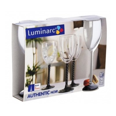 Luminarc Authentic Black Бокалы для вина набор 3х310мл. H5656