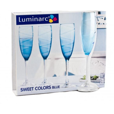Lum.Sweet Colors Blue Бокал шампанское набор 6х190мл G8452