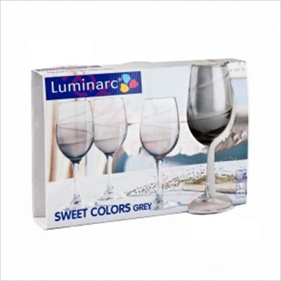 Luminarc Sweet Colors Grey Бокал вино набор 6х260мл. -  G9532