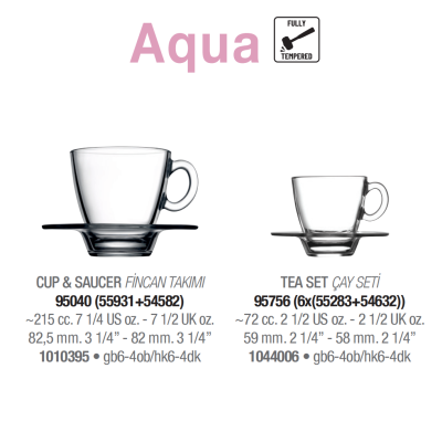 Набір чайний 12 пр. 225 мл. Aqua Pasabahce - 95040