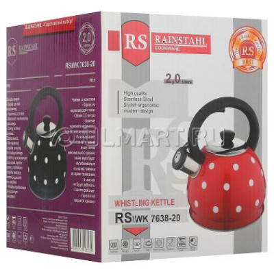 Rainstahl Чайник со свистком 2,0 L  4 расцв. RS 7638-20