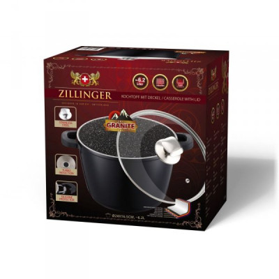 Каструля граніт покриття висока 6.2л. 24cm.  ZILLINGER - ZL 804